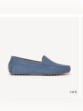 M. GEMI slate blue the felize tumbled leather loafer italian driving mocassin